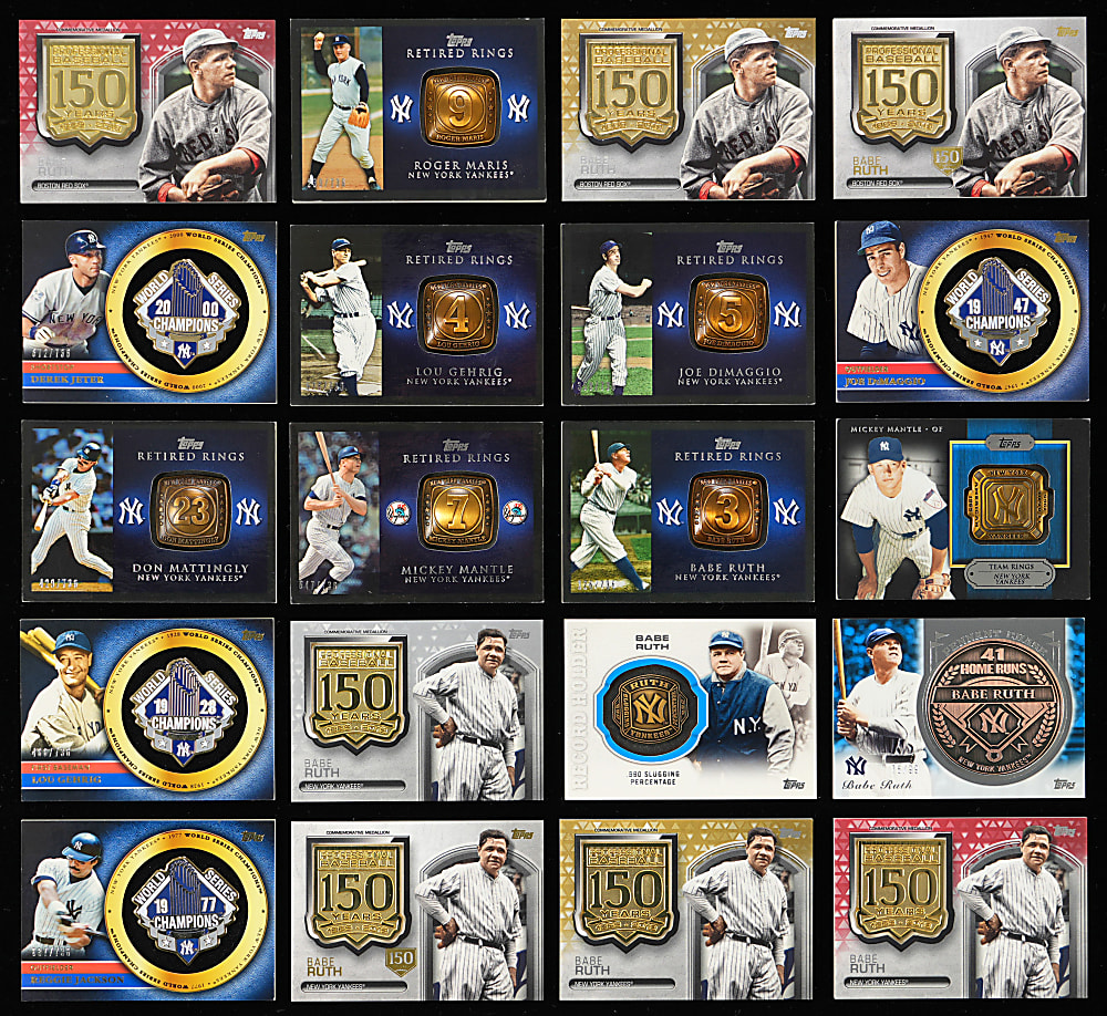 2012-2019 Topps New York Yankees Commemorative Medallion & Pin Collection (25) with (15) Babe Ruth Including Rainbow