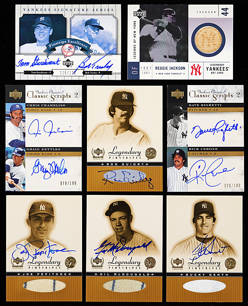 2000-2004 Upper Deck New York Yankees Certified Autograph/Game-Used Collection (34) with 2000 Upper Deck Legends Auto/Jersey Set