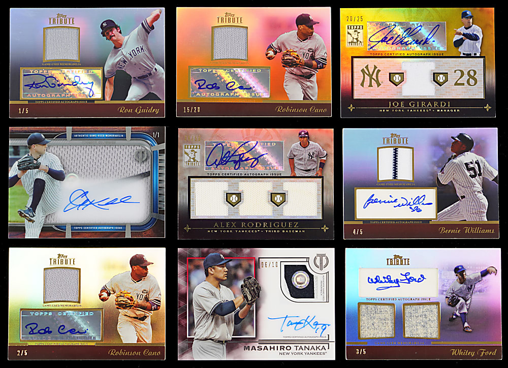 2009-2022 Topps Tribute New York Yankees Certified Autograph/Relic Collection (34) with Complete/Near Rainbows & (4) #1/1