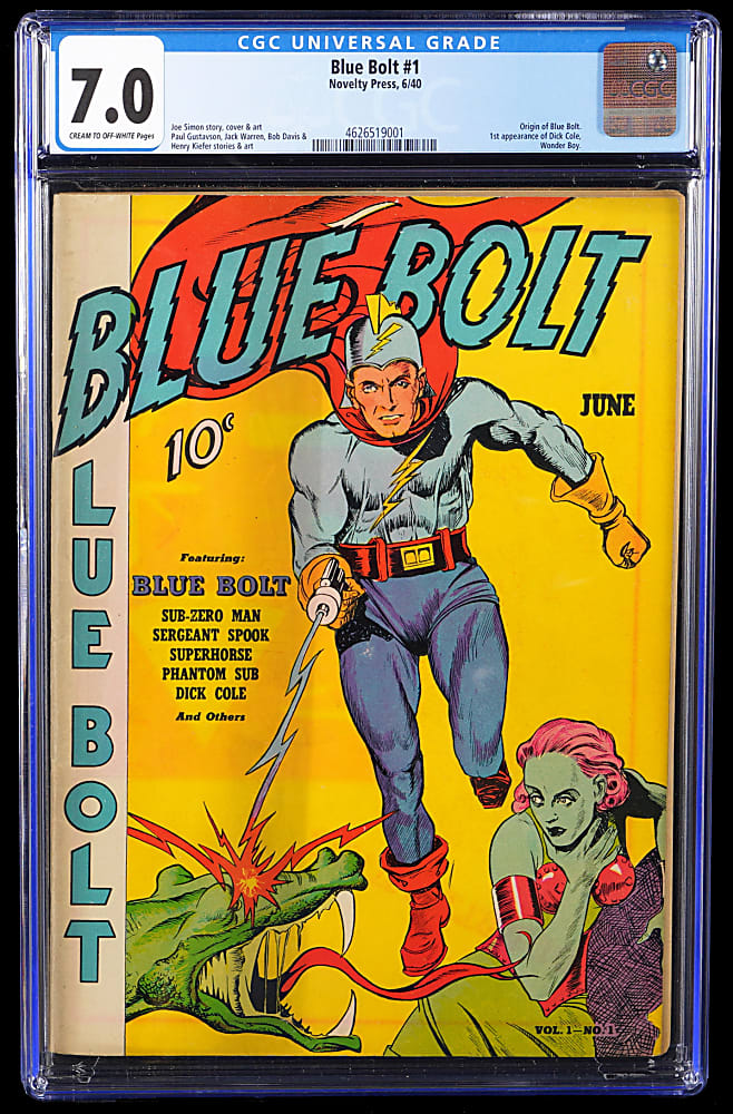 1940 Novelty Press Blue Bolt #1 Origin of Blue Bolt, 1st Dick Cole, 1st Wonder Boy - CGC 7.0