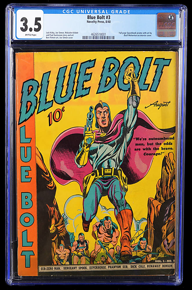1940 Novelty Press Blue Bolt #3 with Early Joe Simon and Jack Kirby Story/Art - CGC 3.5