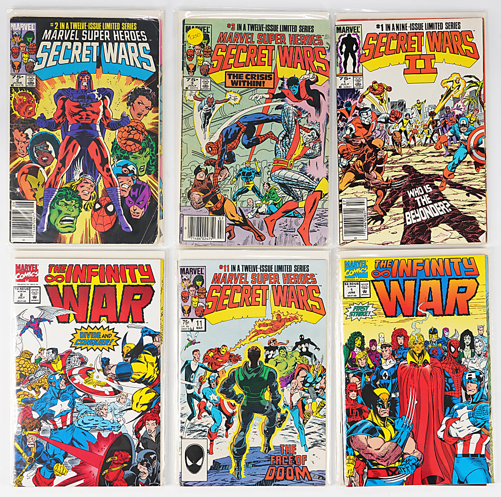 1985-1992 Marvel/DC Comic Books Complete Sets (4) with Marvel Super Heroes Secret Wars & Crisis On Infinite Earths