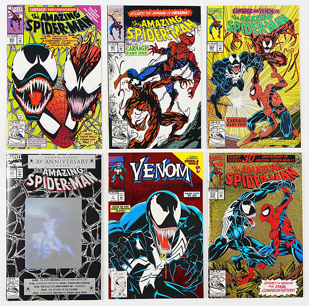 1980s-1990s Marvel Spider-Man Related Comic Collection (172) with Amazing Spider-Man #361 1st Carnage & Venom Lethal Protector Set