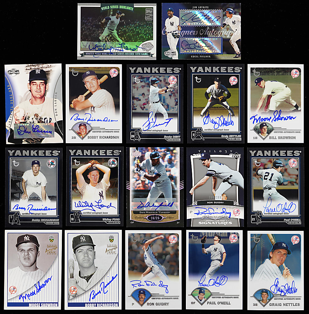 New York Yankees Hall of Fame & Star Certified Autograph Collection (28) with Mariano Rivera Inscription