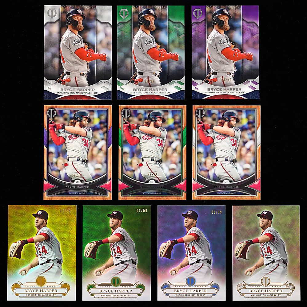 2014-2019 Topps Tribute Bryce Harper Numbered Rainbow Set Trio Plus (2) #1/1 Printing Plates