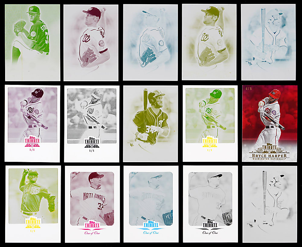2013-2021 Topps Tribute Bryce Harper & Stephen Strasburg Numbered Near Rainbows with (14) #1/1 Printing Plates