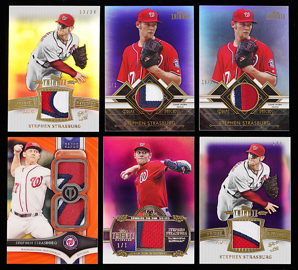 2011-2021 Topps Tribute Stephen Strasburg Certified Autograph/Relic Collection (56) with (6) Rainbow Sets