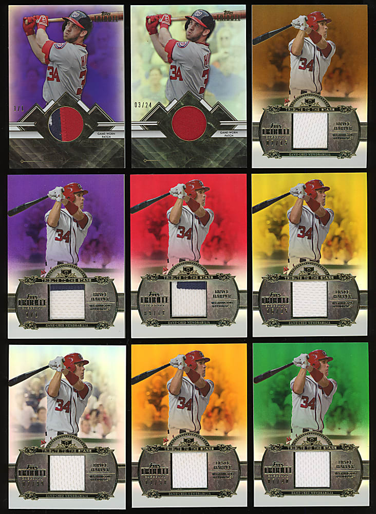 2013 & 2014 Topps Tribute Bryce Harper Relic/Patch Rainbow Set Pair