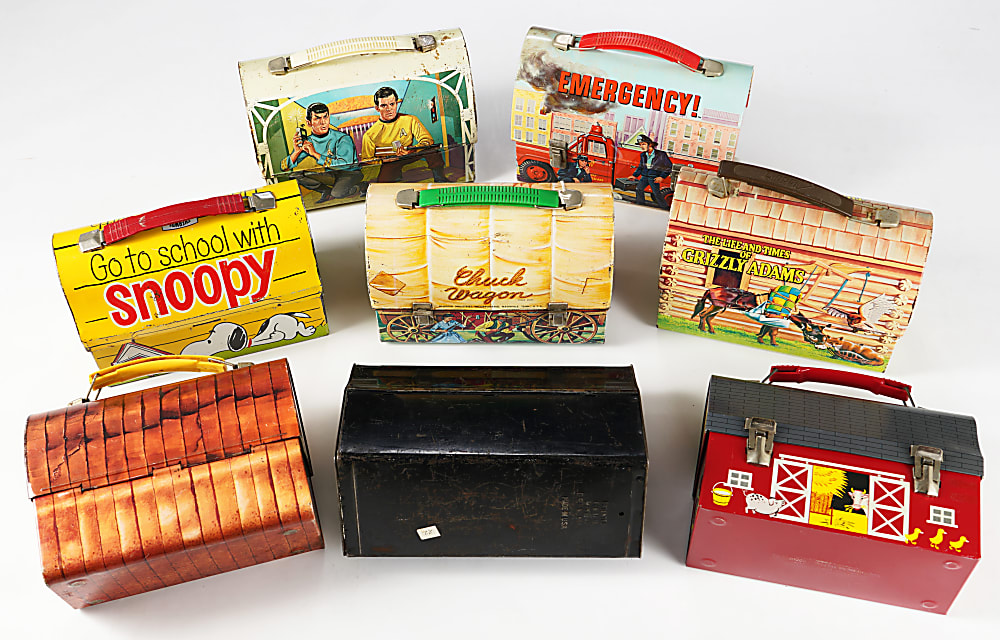 1950s-1970s Dome Top Lunchboxes (8) with 1968 Star Trek & 1973 Emergency