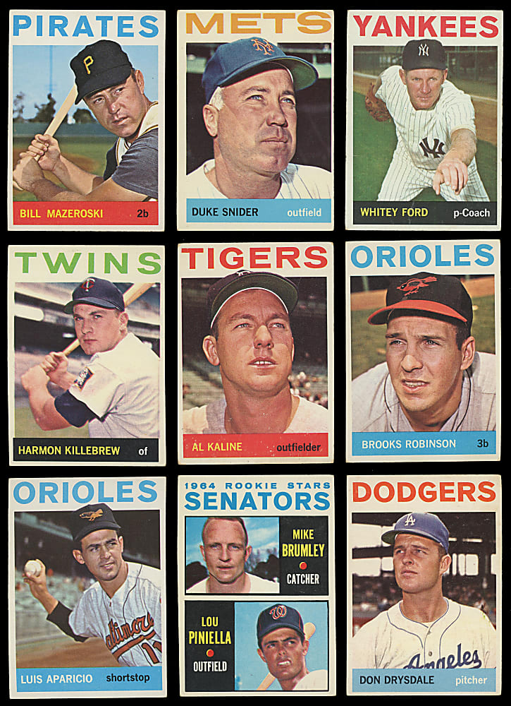 1964 Topps Partial Set (343/587) with (40+) Hall of Famers Including #300 Hank Aaron SGC EX 5