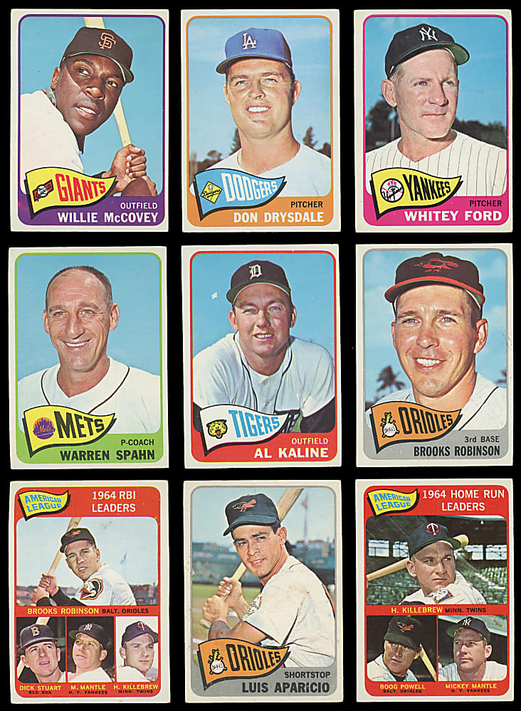 1965 Topps Partial Set (416/598) with (4) Mickey Mantle & #170 Hank Aaron SGC EX 5