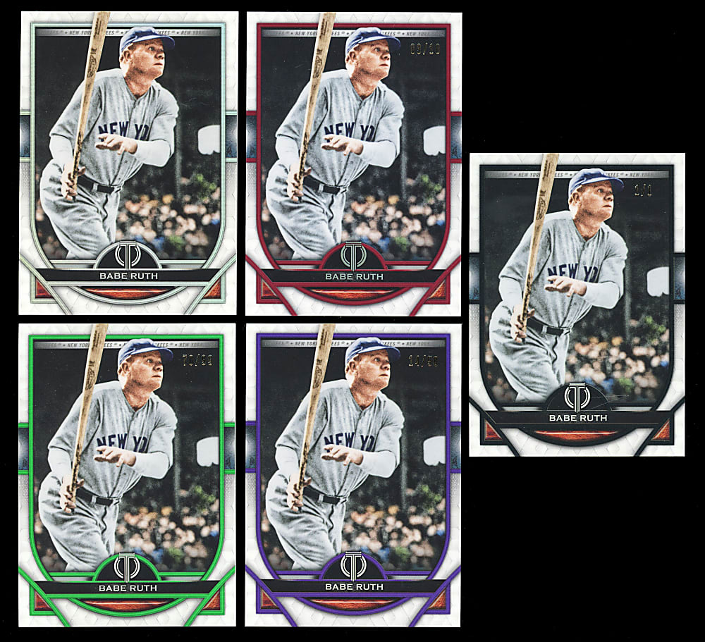 2021 Topps Tribute #60 Babe Ruth Rainbow (5) with #1/1 and #/10 Jersey Matching
