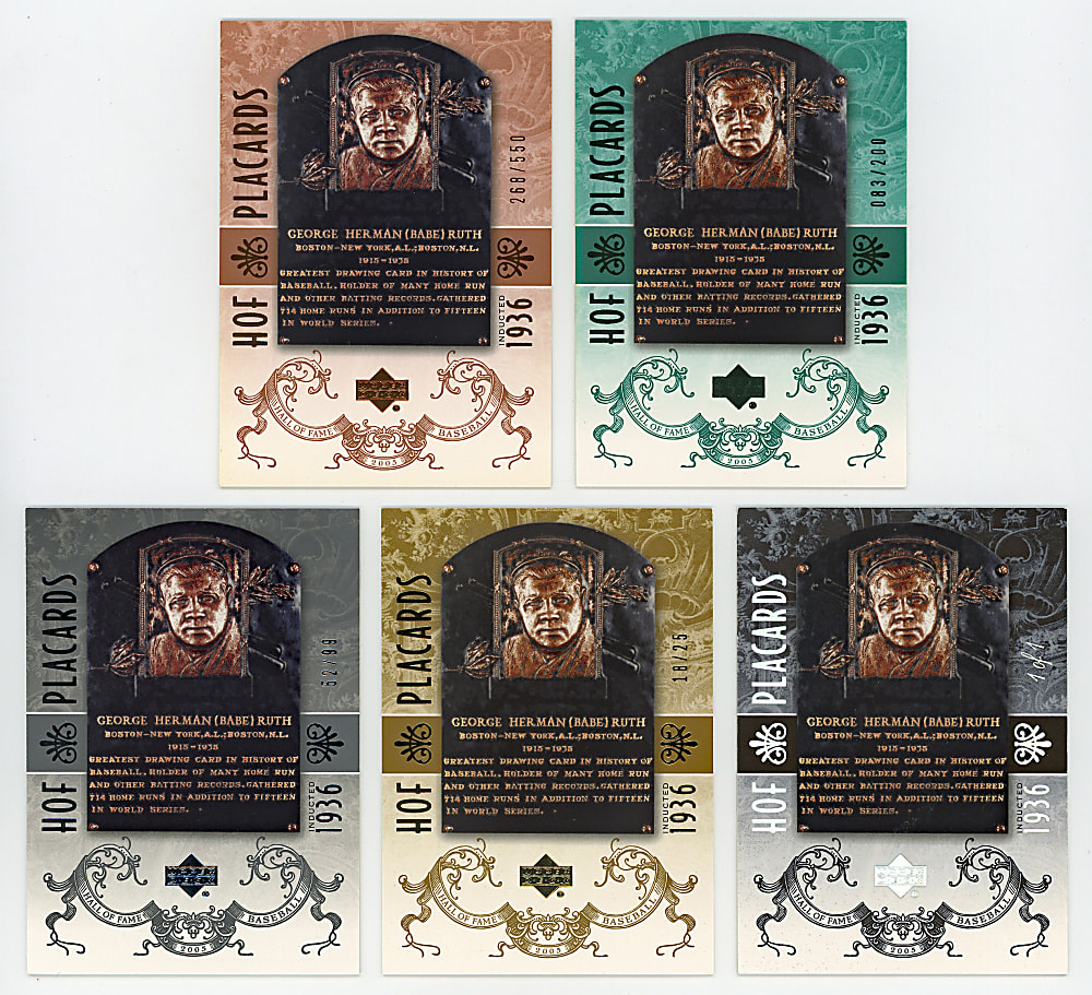 2005 Upper Deck Hall of Fame #86 Babe Ruth Rainbow (5) with #1/1