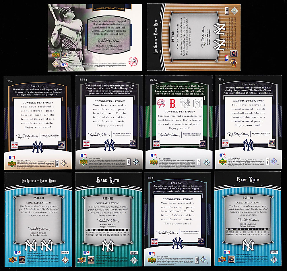 2003-2008 Upper Deck Product Babe Ruth Manufactured Patches (10)