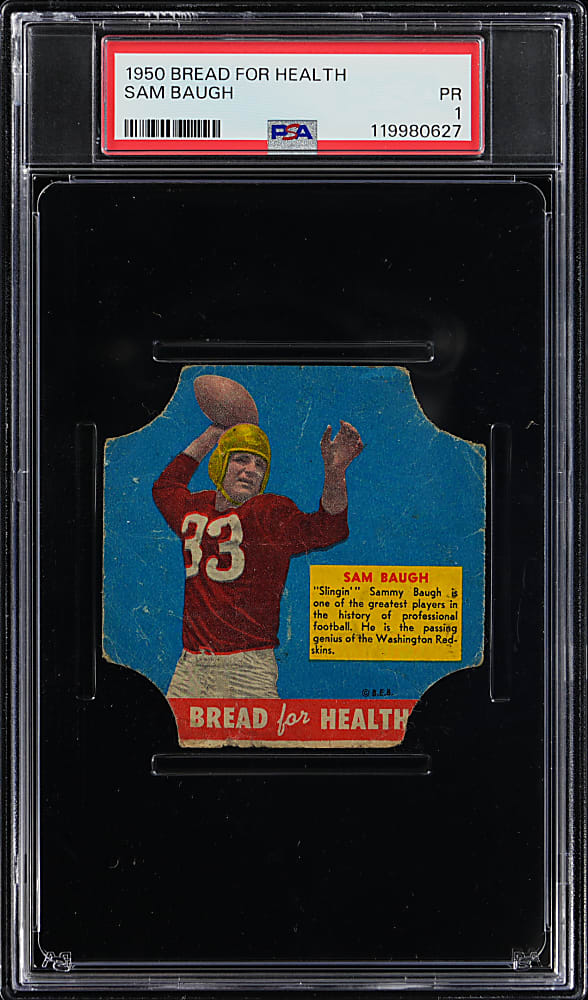 1950 Bread for Health Football Sammy Baugh Bread Label PSA POOR 1