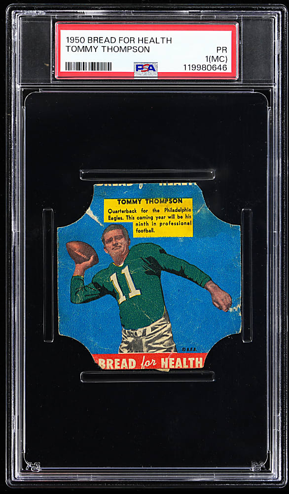 1950 Bread for Health Football Tommy Thompson Bread Label PSA POOR 1 (mc)