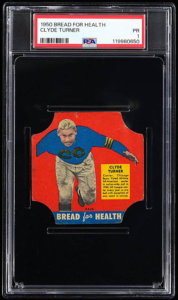 1950 Bread for Health Football Clyde Turner Bread Label PSA POOR 1