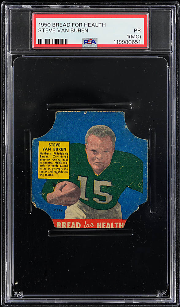 1950 Bread for Health Football Steve Van Buren Bread Label PSA POOR 1 (mc)