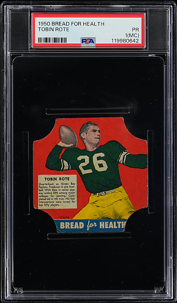 1950 Bread for Health Football Tobin Rote Bread Label PSA POOR 1(mc)