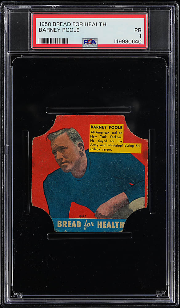 1950 Bread for Health Football Barney Poole Bread Label PSA POOR 1