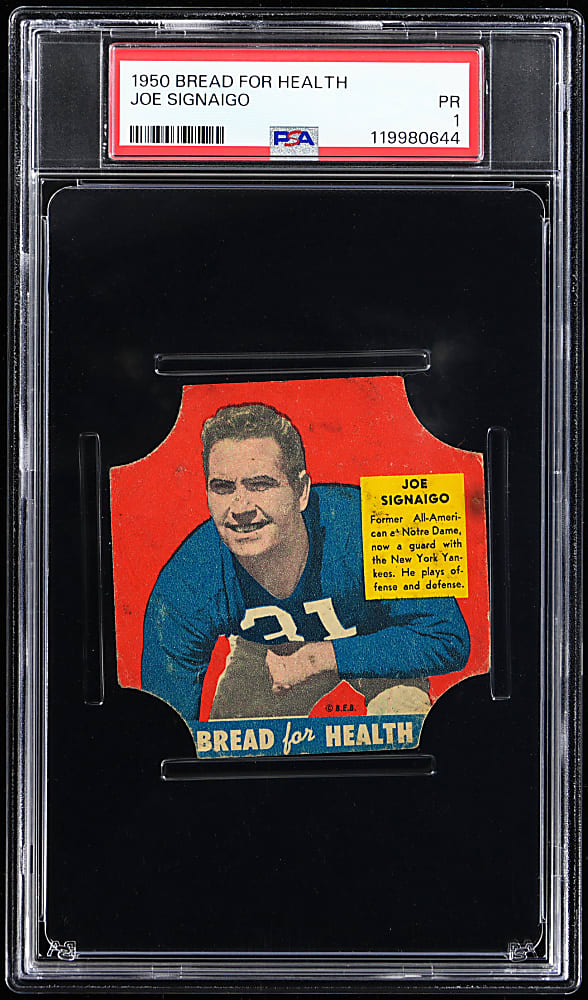 1950 Bread for Health Football Joe Signaigo Bread Label PSA POOR 1