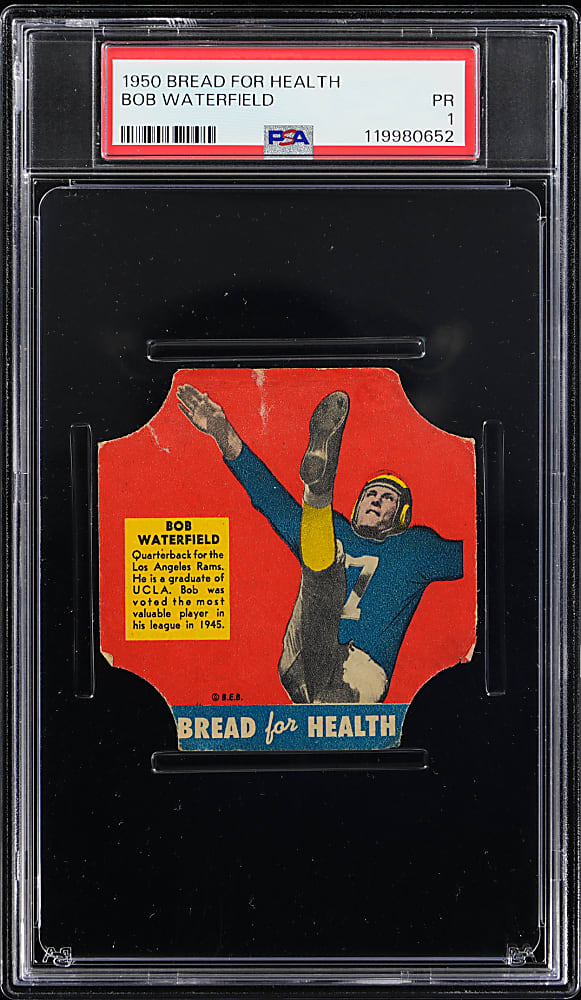 1950 Bread for Health Football Bob Waterfield Bread Label PSA POOR 1 - Highest Graded!