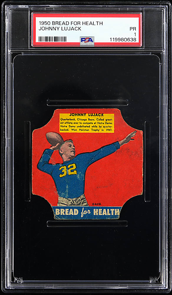 1950 Bread for Health Football Johnny Lujack Bread Label PSA POOR 1