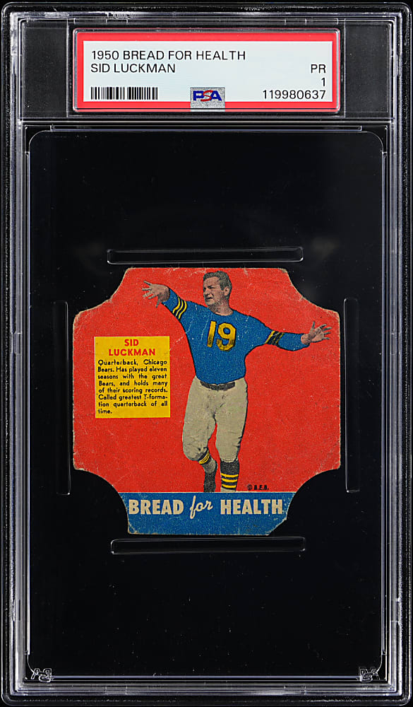 1950 Bread for Health Football Sid Luckman Bread Label PSA POOR 1