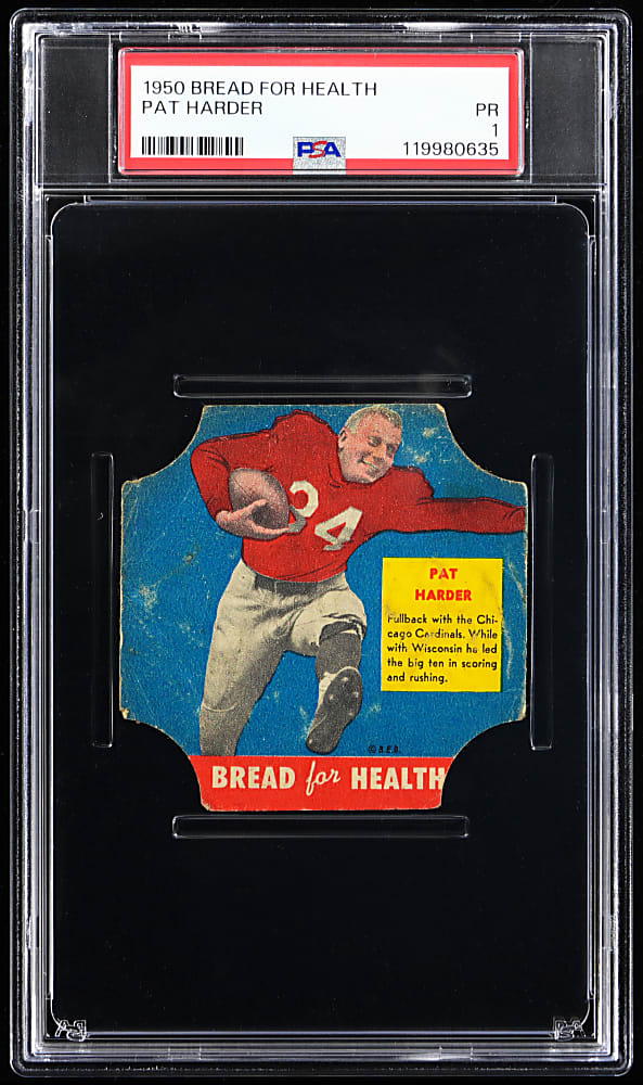1950 Bread for Health Football Pat Harder Bread Label PSA POOR 1