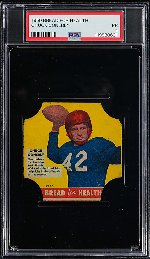 1950 Bread for Health Football Chuck Conerly Bread Label PSA POOR 1