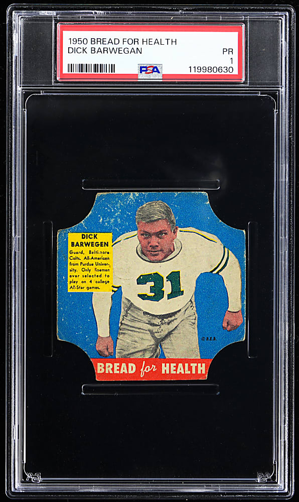 1950 Bread for Health Football Dick Barwegan Bread Label PSA POOR 1