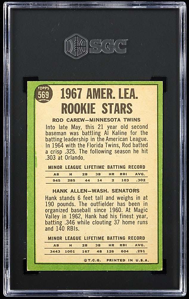 1967 Topps #569 Rod Carew Rookie High Number SGC VG/EX 4