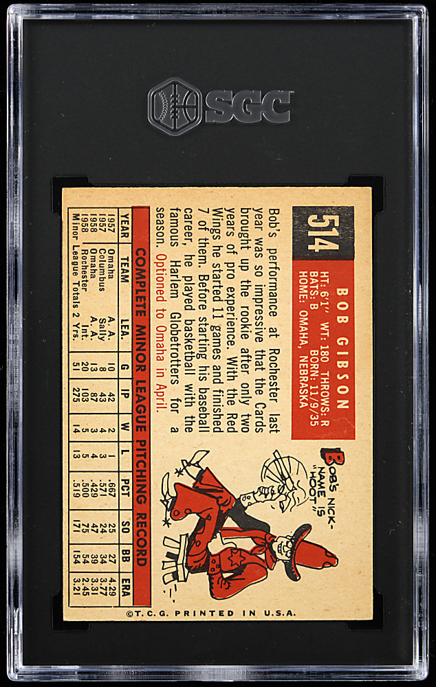 1959 Topps #514 Bob Gibson Rookie SGC VG/EX+ 4.5