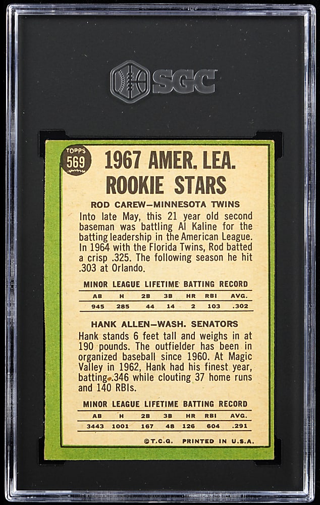1967 Topps #569 Rod Carew Rookie High Number SGC VG 3