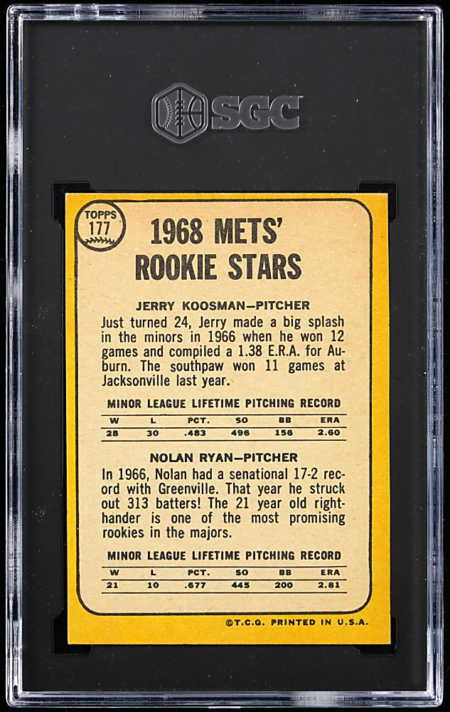 1968 Topps Milton Bradley #177 Nolan Ryan Rookie SGC VG/EX+ 4.5