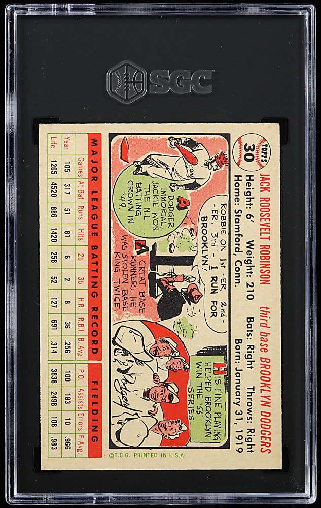 1956 Topps #30 Jackie Robinson White Back SGC EX 5