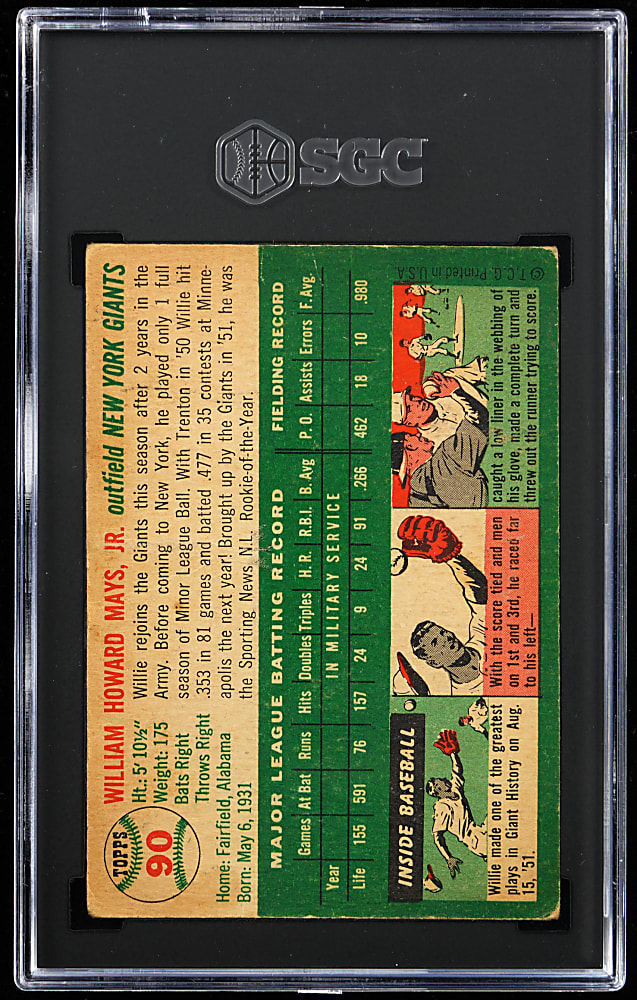 1954 Topps #90 Willie Mays SGC GOOD+ 2.5