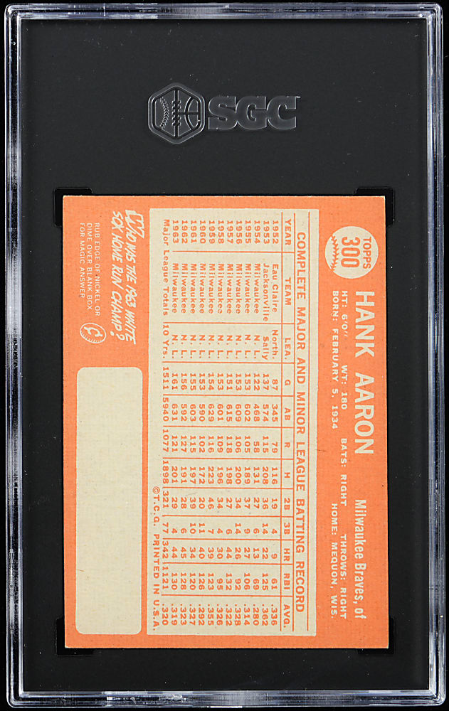 1964 Topps #300 Hank Aaron SGC EX/NM 6