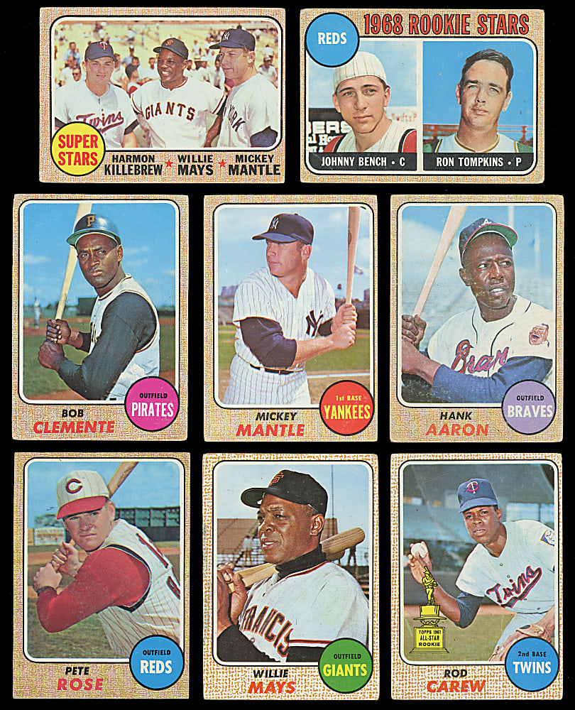 1968 Topps Partial Set (414/598) with Most Major Stars Including Aaron, Bench Rookie, Mantle & Mays