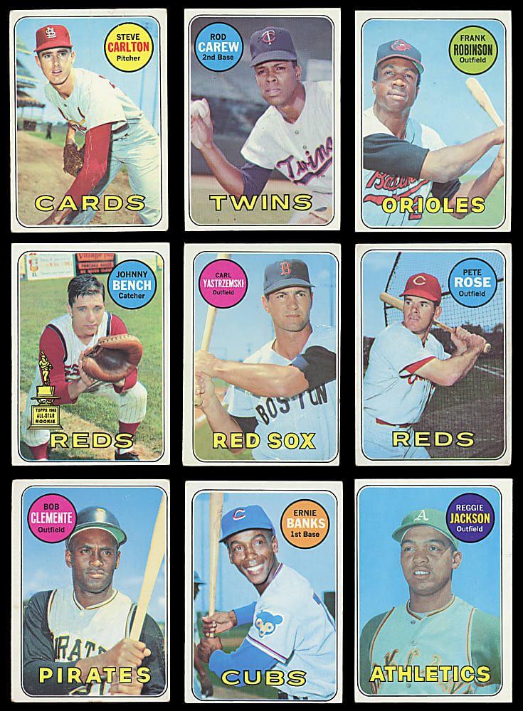 1969 Topps Partial Set (310/664) with (36) Hall of Famers Including Clemente, R. Jackson Rookie & Rose