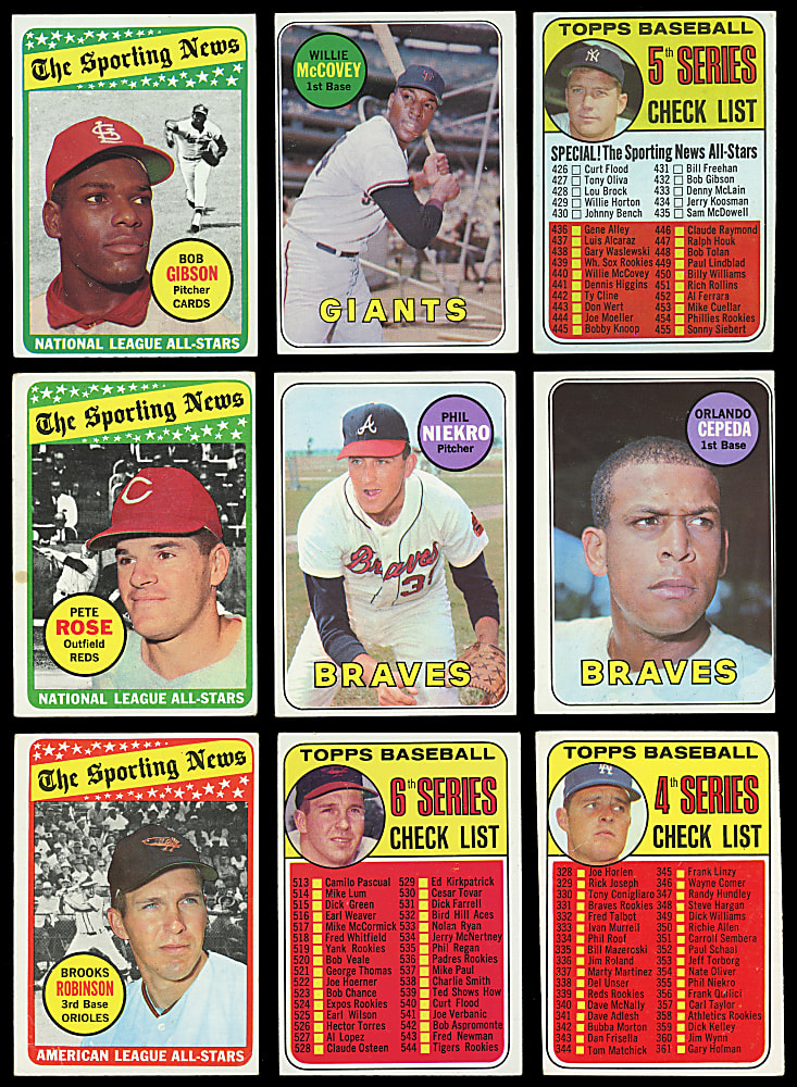 1969 Topps Partial Set (310/664) with (36) Hall of Famers Including Clemente, R. Jackson Rookie & Rose