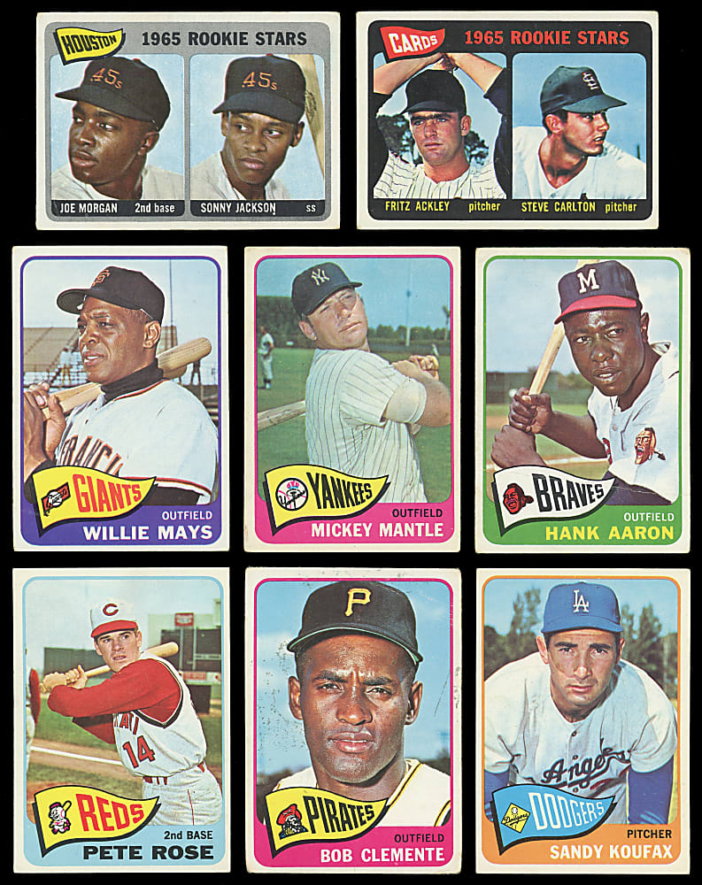 1965 Topps Partial Set (348/598) with Most Major Stars Including Carlton Rookie, Mantle & Mays