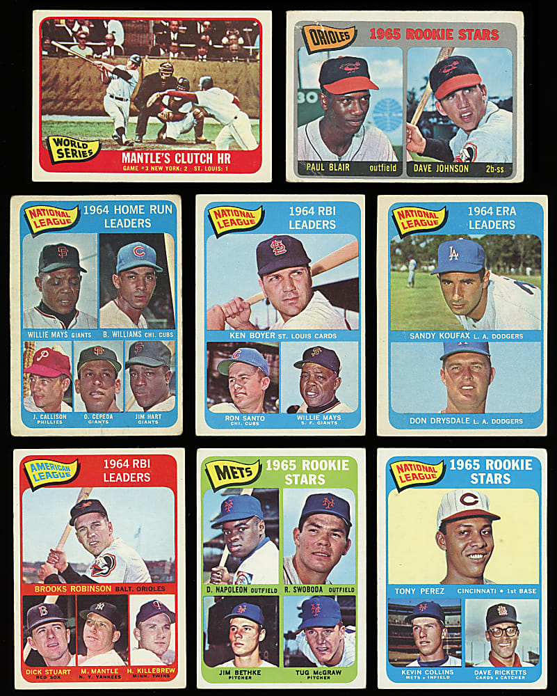 1965 Topps Partial Set (348/598) with Most Major Stars Including Carlton Rookie, Mantle & Mays