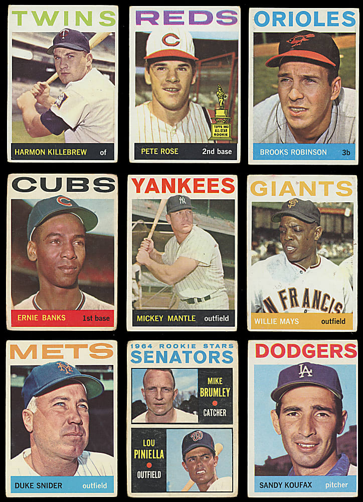 1964 Topps Starter Set (227/587) with Several Hall of Famers & Stars Including Mantle, Mays & Rose