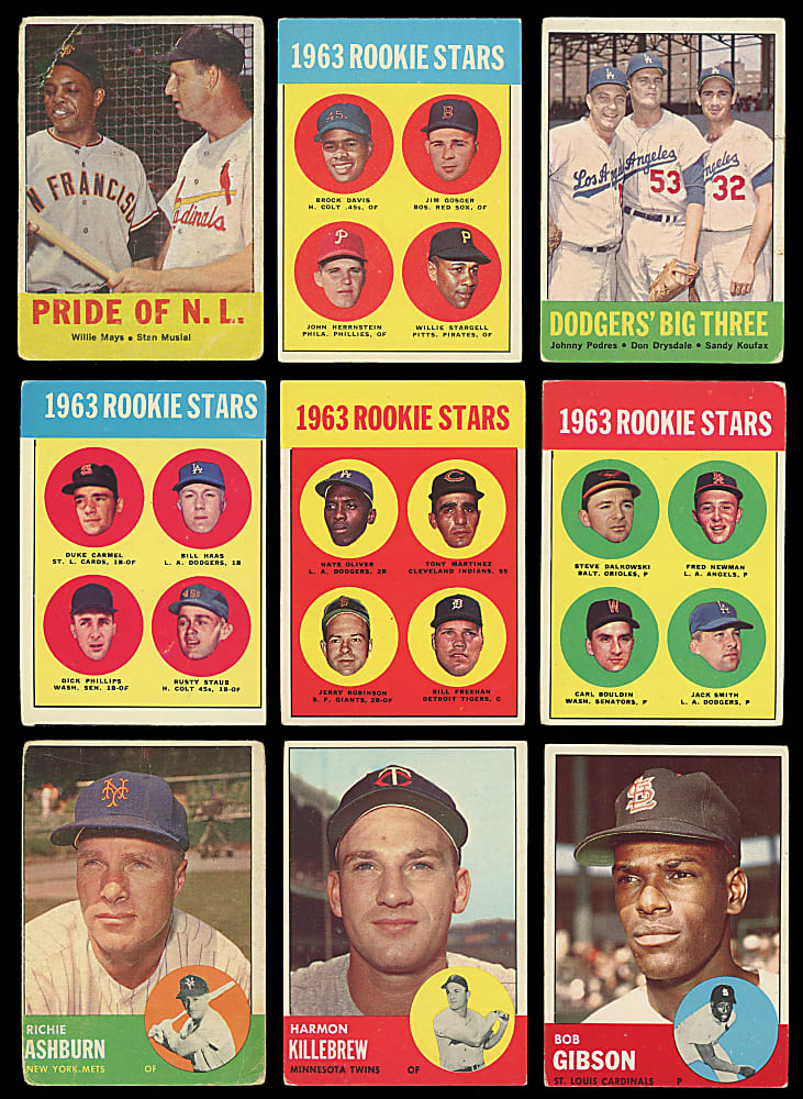 1963 Topps Starter Set (287/576) with (35+) Hall of Famers Including Clemente, Koufax, Mantle & Mays