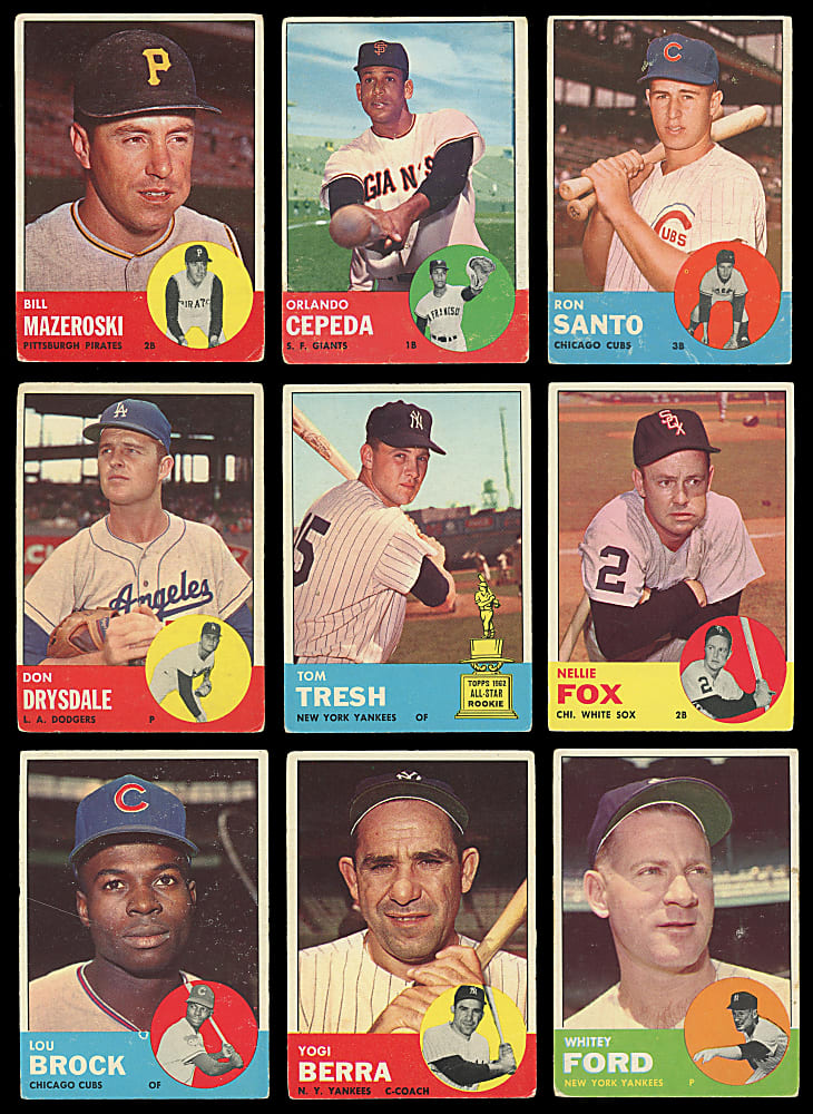 1963 Topps Starter Set (287/576) with (35+) Hall of Famers Including Clemente, Koufax, Mantle & Mays