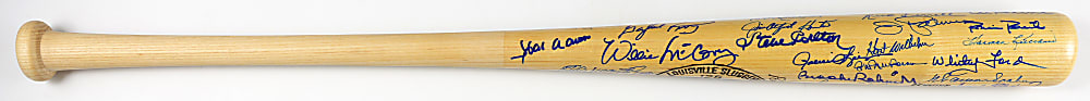 Hall of Famers Multi-Signed Bat with (39) Signatures Including Hank Aaron, Sandy Koufax & Stan Musial