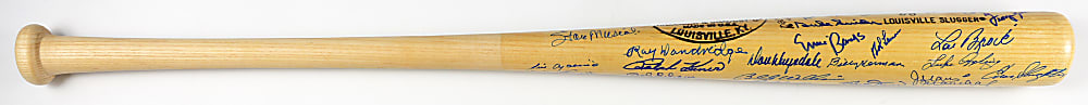Hall of Famers Multi-Signed Bat with (39) Signatures Including Hank Aaron, Sandy Koufax & Stan Musial