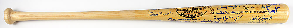 Hall of Famers Multi-Signed Bat with (39) Signatures Including Hank Aaron, Sandy Koufax & Stan Musial