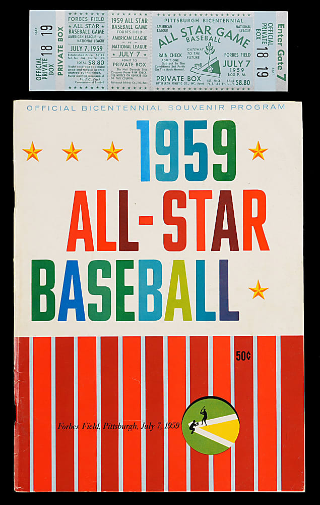 1959 MLB All-Star Game Program & Full Ticket